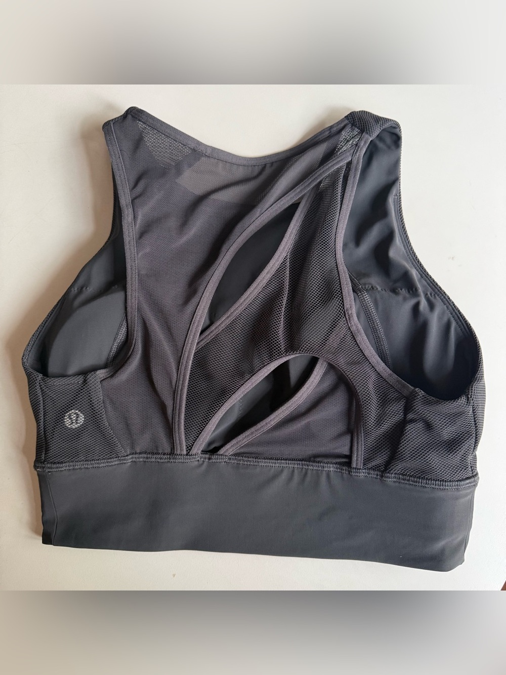 NWOT Lululemon Set Challenger Bra Size 6 Graphite Grey High Neck Mesh